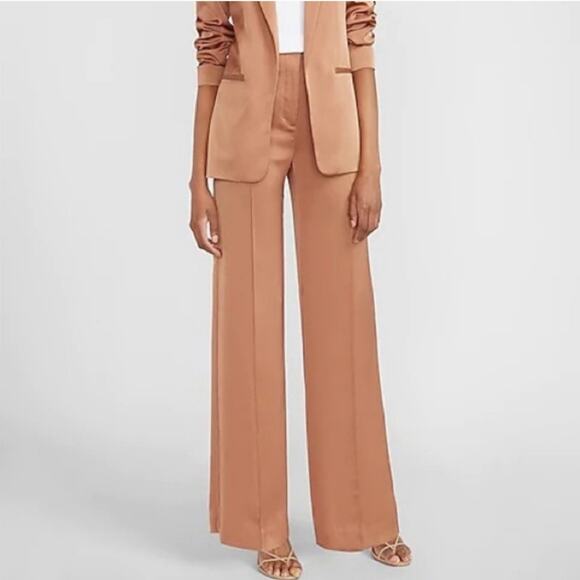 Express Satin Pintuck High rise wide leg cooper pants size 8 - Picture 1 of 8